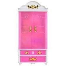 Fat-catz-copy-catz 1x Dolls Pink Plastic Furniture Clothing Wardrobe DollHouse Accessories Suitable for 11-12