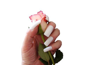 Nadeco Quality Long White Full Cover False Nails from Pink-Candy - 500