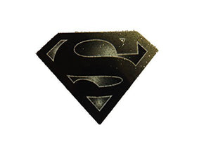 Small Black Superman Logo smooth iron on heat transfer clothes patch by fat-catz-copy-catz