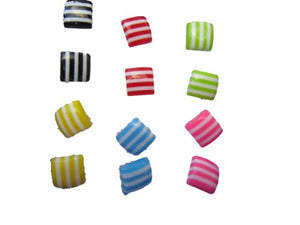 Wholesale lot: 6-8 pairs Fashion girls, womens, unisex rainbow striped round square moustache lips earrings, studs in box by Fat-catz-copy-catz (striped square earrings)