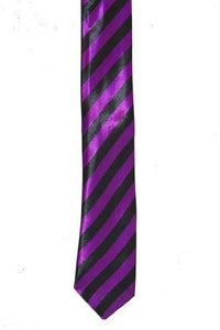 Black Striped Tie - Unisex neon (Purple)