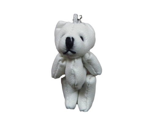 Handmade Small, Tiny, Miniature, Doll's House Craft Cute Jointed White Faux Leather Teddy Bear 1.5