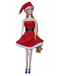 Fat-catz-copy-catz Dolls Cute Red Xmas Santa Claus Festive Full Sleeveless Dress and Hat (doll not included)