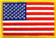 Sew-on Iron-on Embroidered Patch USA United States (Gold Border) American Flag (LARGE)