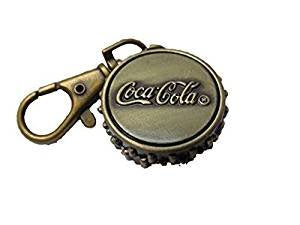 Fat-catz-copy-catz Bronze Vintage Antique style Coca-Cola Bottle Top design Mini Quartz Roman Numerals Clock pocket watch Fob Keyring