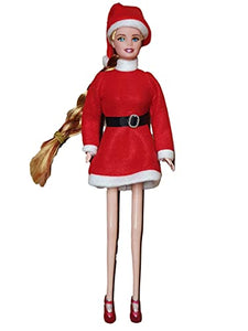 Fat-catz-copy-catz Dolls Cute Red Xmas Santa Claus Festive Full Sleeved Dress and Hat (doll not included)