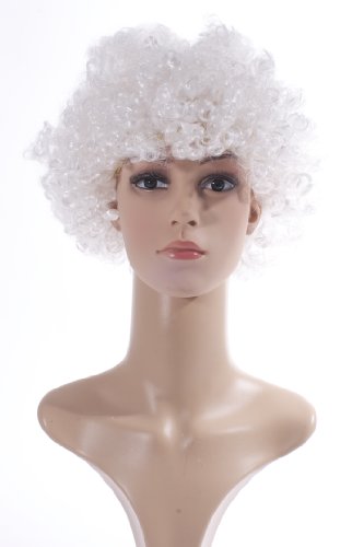 AFRO 70'S DISCO AFRO CURLY FANCY DRESS WIG **11 COLOURS TO CHOOSE FROM** (White)
