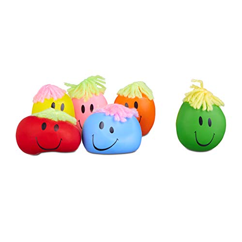 Relaxdays 6 cm Stress Ball, Funny Faces Anti-Stress Squeezer, For Kids and Adults, Various Colours