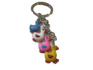 Fat-catz-copy-catz Cute animated 4 piece diamonte ducks enamel keyring handbag charm gift