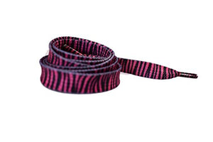 Fat-catz-copy-catz 1 Pair Long Flat Pink Zebra Stripes Shoe, Sneaker, Trainer Fashion Trendy Laces - 115cm Length