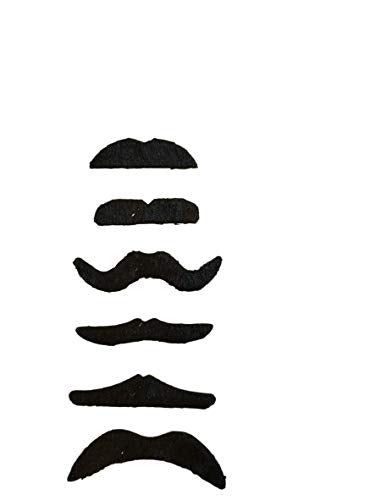 Fat-catz-copy-catz Pack of 6 fun black fake moustaches, Unisex Perfect for fancy dress