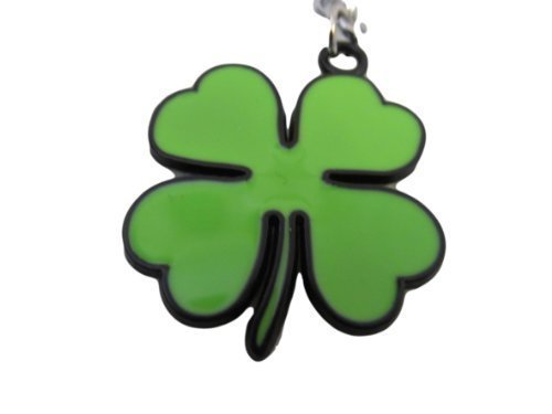 Fat-catz-copy-catz Animated irish 4 leaf green good luck Shamrock clover enamel metal keyring