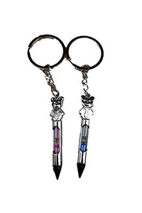 2 lovers pink/blue sands of time crayons with cute bears metal enamel keyring handbag charm gift uk seller - posted from London only by Fat-catz