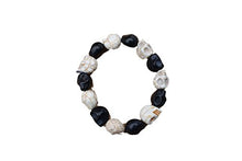 Load image into Gallery viewer, Fat-catz-copy-catz Quality Carved Stone Gothic Skull Jewellery Bracelet, Hand Crafted howlite Punk Style Bracelet, Elasticated
