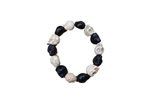 Fat-catz-copy-catz Quality Carved Stone Gothic Skull Jewellery Bracelet, Hand Crafted howlite Punk Style Bracelet, Elasticated