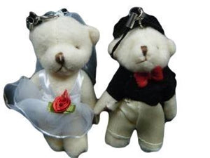 Fat-catz-copy-catz Set of 2 medium bride & groom poseable, jointed wedding favours cake toppers teddy soft bears