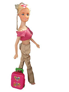 Fat-catz-copy-catz 2x Pink Plastic 3D Travel Train Suitcase Luggage Made For 11" Girl Dolls (Doll Not included)