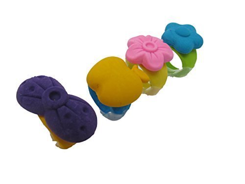 Fat-catz-copy-catz Set of 4 Novelty Collectable Colourful Cute Girls Fashion Rings Japanese Style Erasers Rubbers (not Iwako)