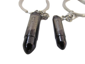 2x lovers couples black bullets metal enamel keyring chain - by Fat-catz-copy-catz