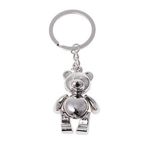 Balain Cute Movable Bear Keychain, Metal 3D Animal Keyring, Women Car Handbag Pendant