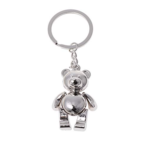 Balain Cute Movable Bear Keychain, Metal 3D Animal Keyring, Women Car Handbag Pendant