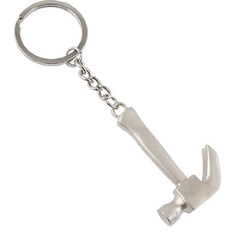 Mini Alloy Hammer Shape Pendant Keyring Key Chain Silver Tone