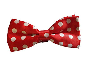 Fat-catz-copy-catz Mens Ladies Unisex Pre-Tied adjustable Red Spotted Polka Dots bow tie satin polyester for Fancy Dress Clowns Gift