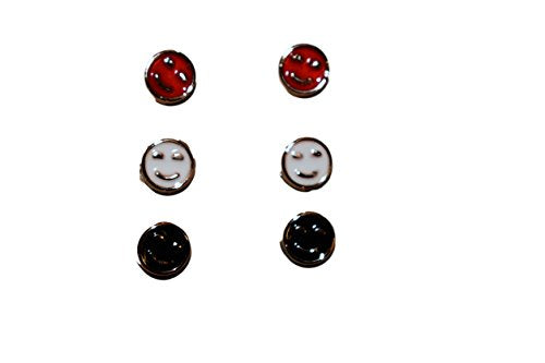 Wholesale lot: 6-8 pairs Fashion girls, womens, unisex rainbow striped round square moustache lips earrings, studs in box by Fat-catz-copy-catz (colourful smiley earrings)