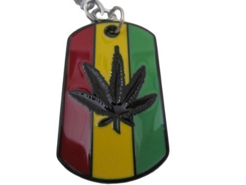 jamaican flag red/gold/green ganja leaf enamel metal keyring handbag charm detailing gift idea - by Fat-catz-copy-catz