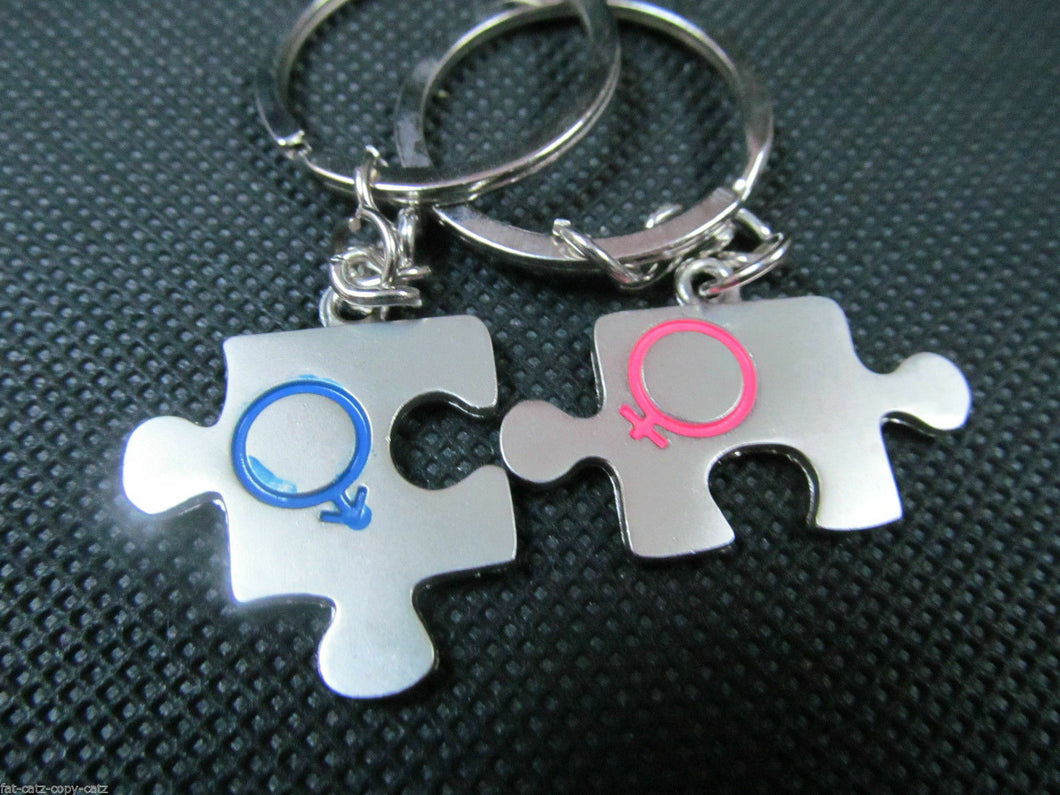 Cupid Jigsaw Arrow Heart I LOVE YOU Keychain Lovers Couple Gift Keyring UKSELLER
