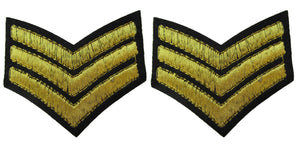 2x FASHION T-SHIRT GOLD ARMY SARGE SERGEANT STRIPES IRON SEW ON PATCH UK SELLER