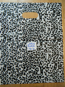 BLACK ANIMAL LEOPARD PRINT QUALITY FASHION CARRIER BAGS 40+PACK 25cmx25cm UKSELL