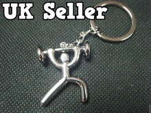 Load image into Gallery viewer, MENS BODY BUILDER WEIGHT LIFTING SILVER or RED METAL KEYRING GIFT IDEA UK SELLER
