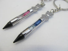 Load image into Gallery viewer, 2 LOVERS PINK/BLUE SANDS OF TIME BULLETS WITH CUTE BEARS KEYRING GIFT UK SELLER

