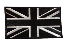 Load image into Gallery viewer, BLACK UNION JACK BRITISH PATRIOTIC FLAG ARMY FORCES IRON SEW ON JEANS CLOTHES UK
