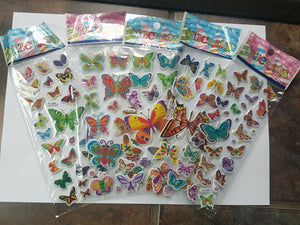 5x SHEETS KIDS PUFFY REUSABLE SCRAP BOOK STICKERS BEAUTIFUL BUTTERFLIES INSECTS