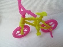 Load image into Gallery viewer, SMALL PINK/YELLOW 7&quot; DOLL SIZED ACCESSORY BIKE BICYCLE UK SELLER FREE P&amp;P
