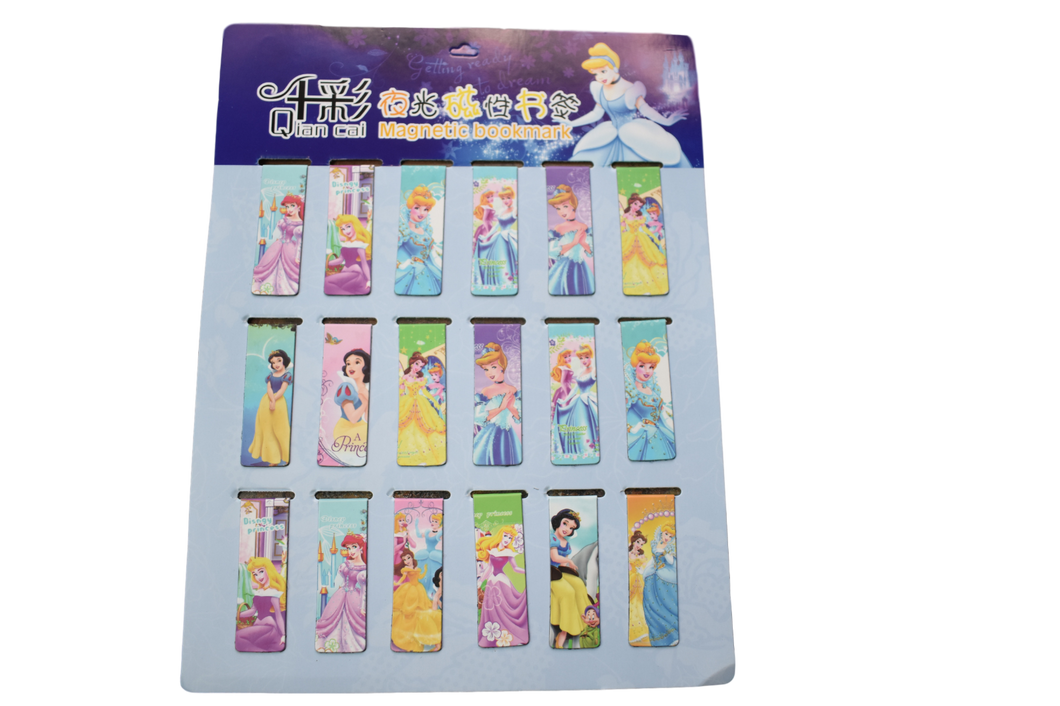 2x Novelty Princess Disney Cinderella Snow White Magnetic Bookmark Page Markers