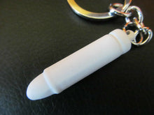 Load image into Gallery viewer, WHITE BULLET RUBBER COATED MILITARY ENAMEL METAL KEYRING GIFT CHARM UK SELLER
