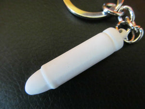 WHITE BULLET RUBBER COATED MILITARY ENAMEL METAL KEYRING GIFT CHARM UK SELLER