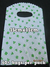 Load image into Gallery viewer, GREEN 4 LEAF CLOVER IRISH GOOD LUCK CARRIER BAGS 50-60 PER PACK 15cmx11cm UKSELL
