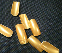 Load image into Gallery viewer, 100x GOLD COLOUR BLING FALSE FAKE ACRYLIC FULL FRENCH NAILS TIPS ART MAKE UP
