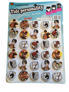5x ATTACK ON TITANS JAPANESE ANIME MANGA BADGES PIN BUTTON PARTY FAVOURS 4.5cm