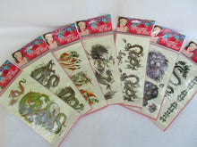 Load image into Gallery viewer, SHEET MENS BOYS UNISEX BLACK CHINESE ORIENTAL DRAGON TEMPORARY TATTOOS 5 DESIGNS
