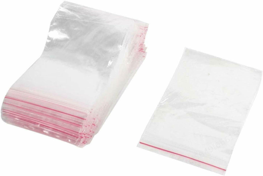 100x CLEAR PLASTIC GRIP & SELF SEAL PLASTIC BAGS RE-USEABLE 2 SIZES:7x5cm 9x6cm