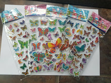 Load image into Gallery viewer, 5x SHEETS KIDS PUFFY REUSABLE SCRAP BOOK STICKERS BEAUTIFUL BUTTERFLIES INSECTS

