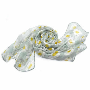DAISY SUN FLOWER FLORAL PRINT LADIES SCARF SHAWL SOFT FEEL 160cmx80cm UKSELLER