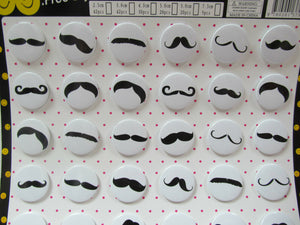 PACK OF 30 or 42 FASHION BLACK MOUSTACHE BADGES 40mm&30mm GIFT PARTY BAG UKSELL
