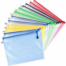 Load image into Gallery viewer, 5x PASTEL PLASTIC ZIPPY BAGS A4 SIZE FILE STORAGE DOCUMENT ART SCHOOL FOLDERS
