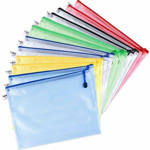 5x PASTEL PLASTIC ZIPPY BAGS A4 SIZE FILE STORAGE DOCUMENT ART SCHOOL FOLDERS